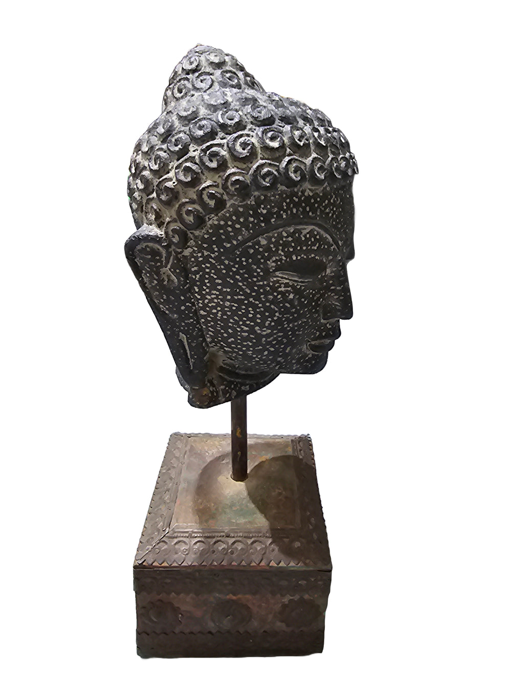 Antique stone Buddha head desktop tabletop countertop home office decoration ornament statue