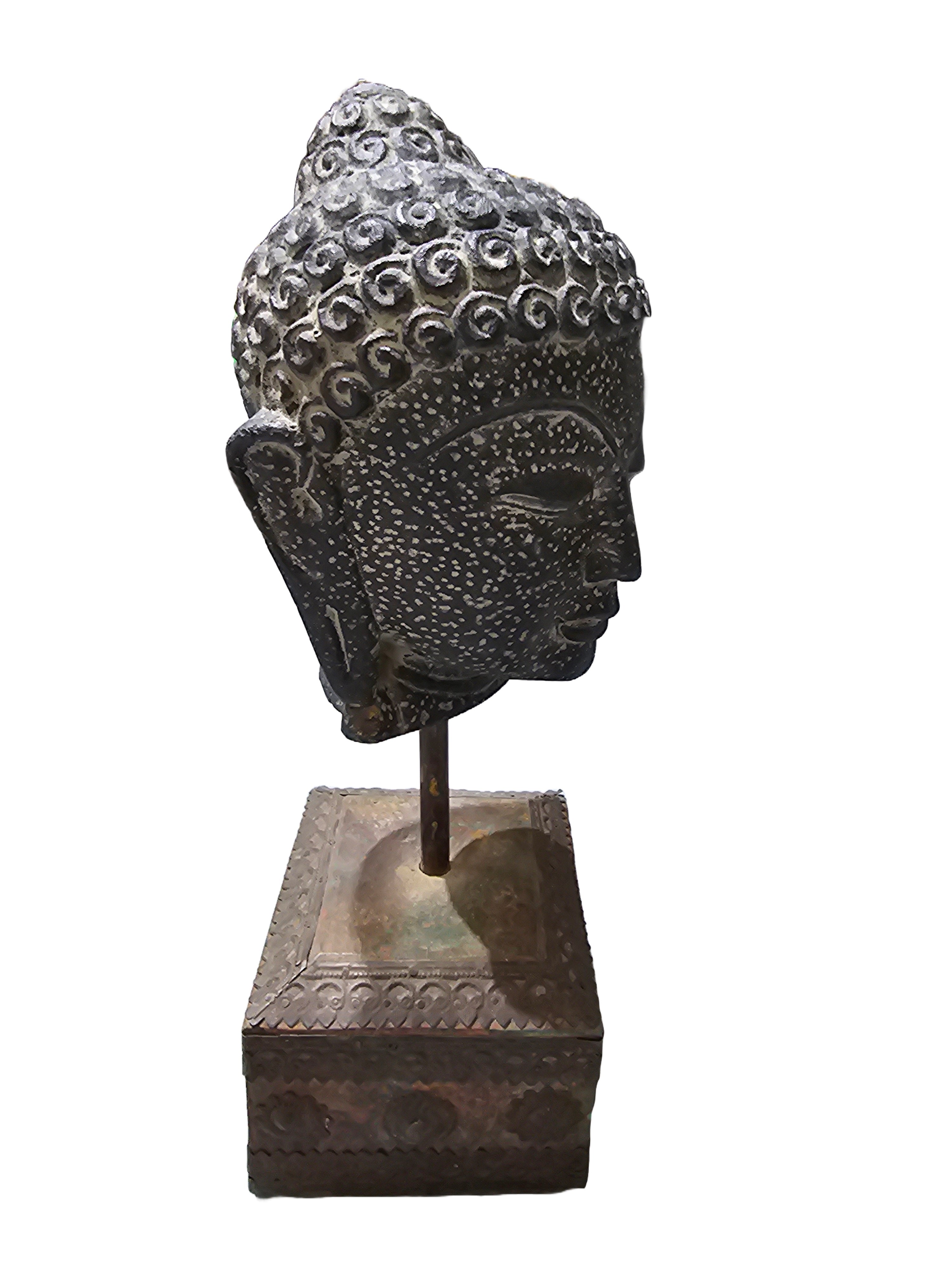 Antique stone Buddha head desktop tabletop countertop home office decoration ornament statue