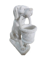 White Marble Stone Carving Sculpture – Dog Statue, Office & Home Decoration, Outdoor Garden Display
