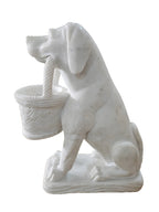 White Marble Stone Carving Sculpture – Dog Statue, Office & Home Decoration, Outdoor Garden Display