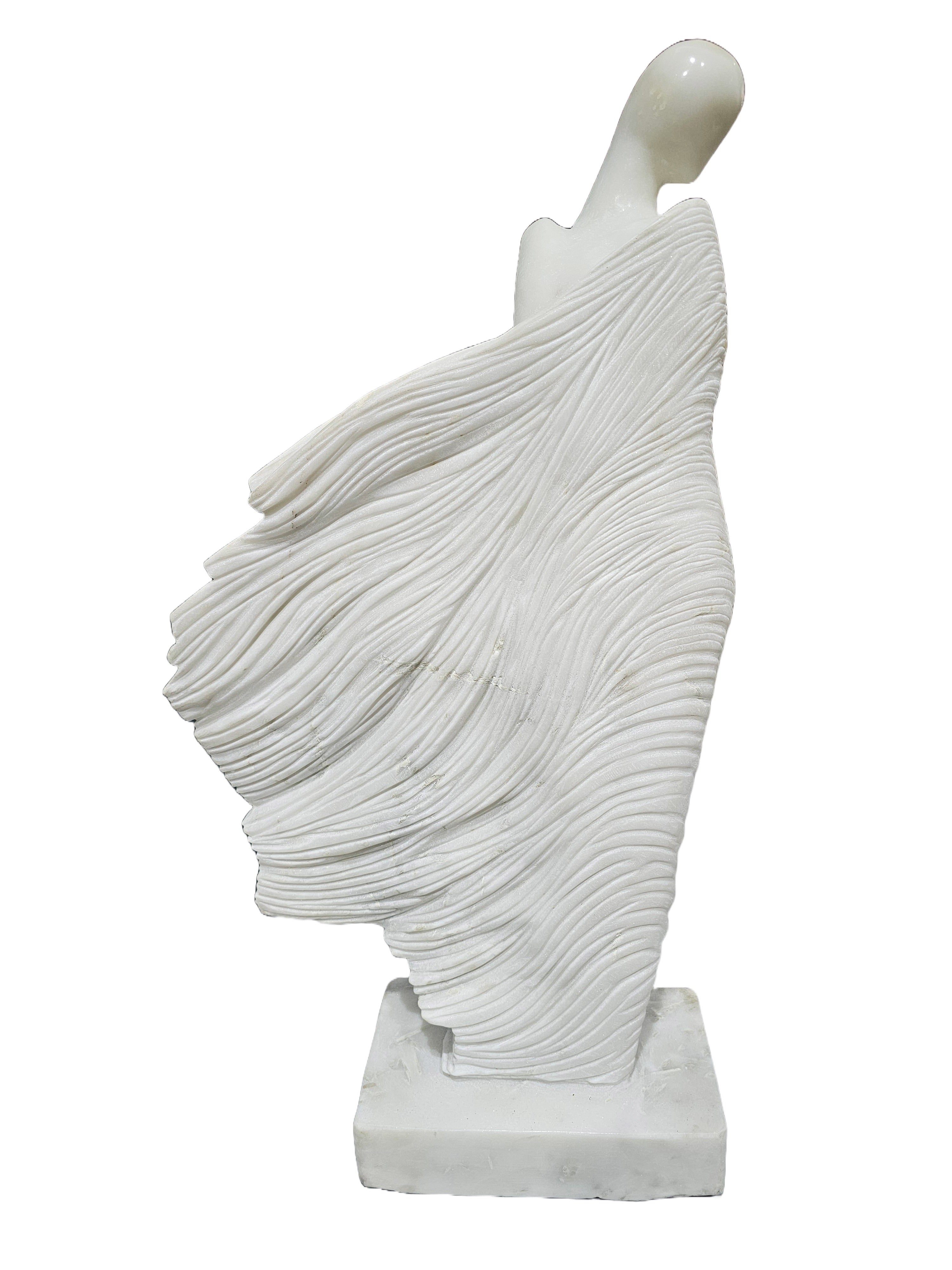 White Marble Stone Carving Sculpture - Beautiful Lady Statue, Office & Home Decoration, Outdoor Garden Display