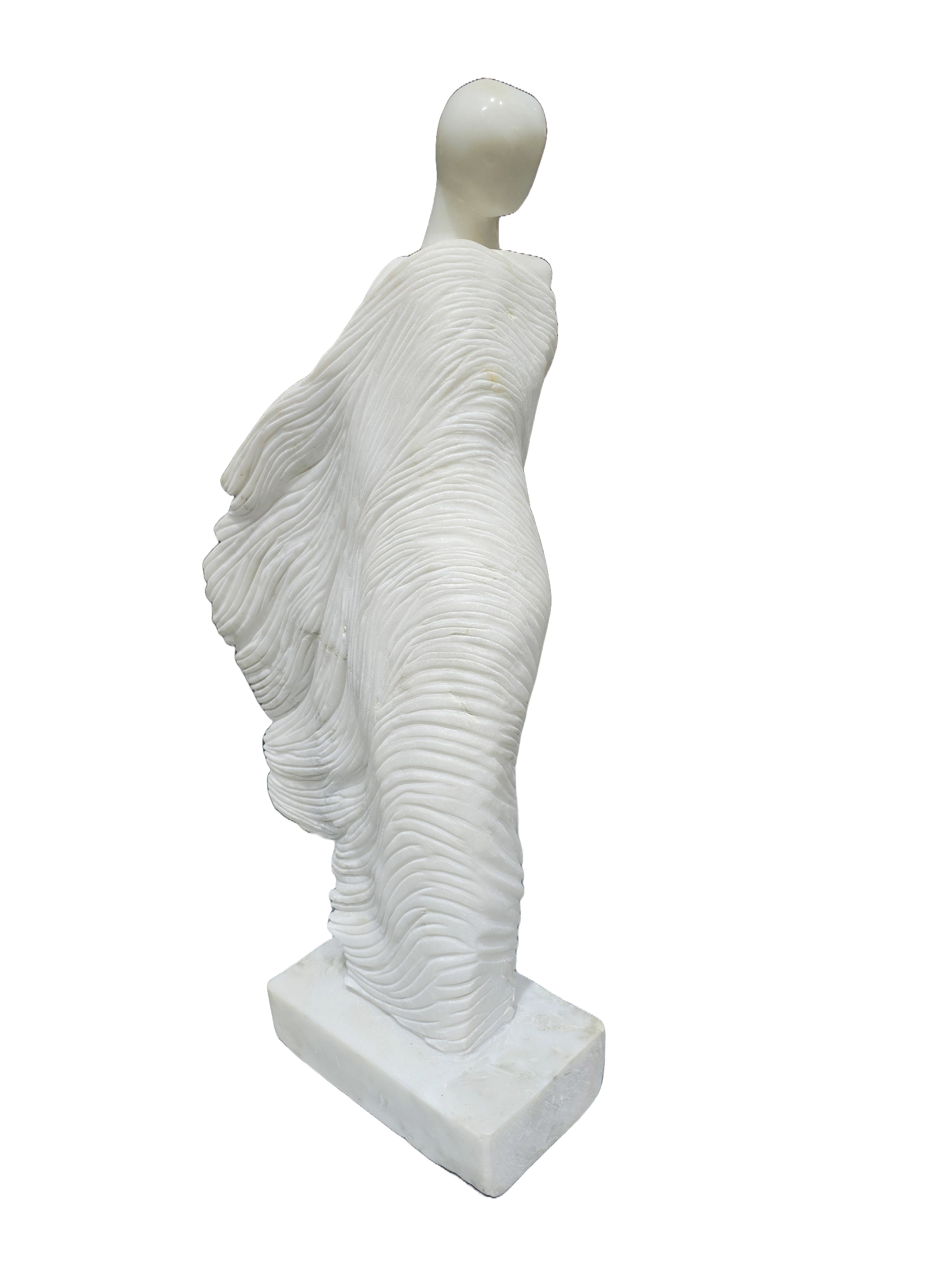 White Marble Stone Carving Sculpture - Beautiful Lady Statue, Office & Home Decoration, Outdoor Garden Display