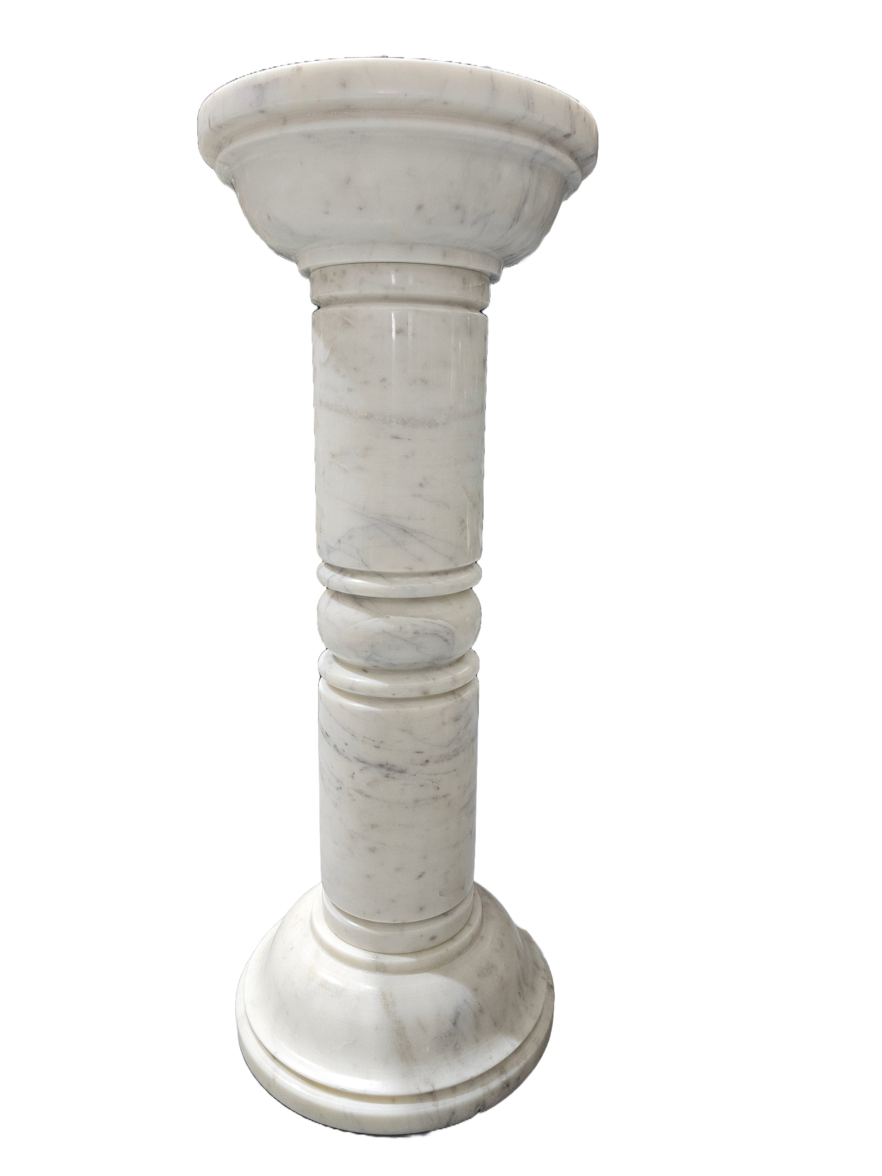 White Marble Stone Carving Sculpture - Pedestal Floor-Standing Display Stand, Office & Home Decoration