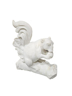 White Marble Stone Carving Sculpture - Squirrel Animal Statue, Office & Home Decoration, Outdoor Garden Display