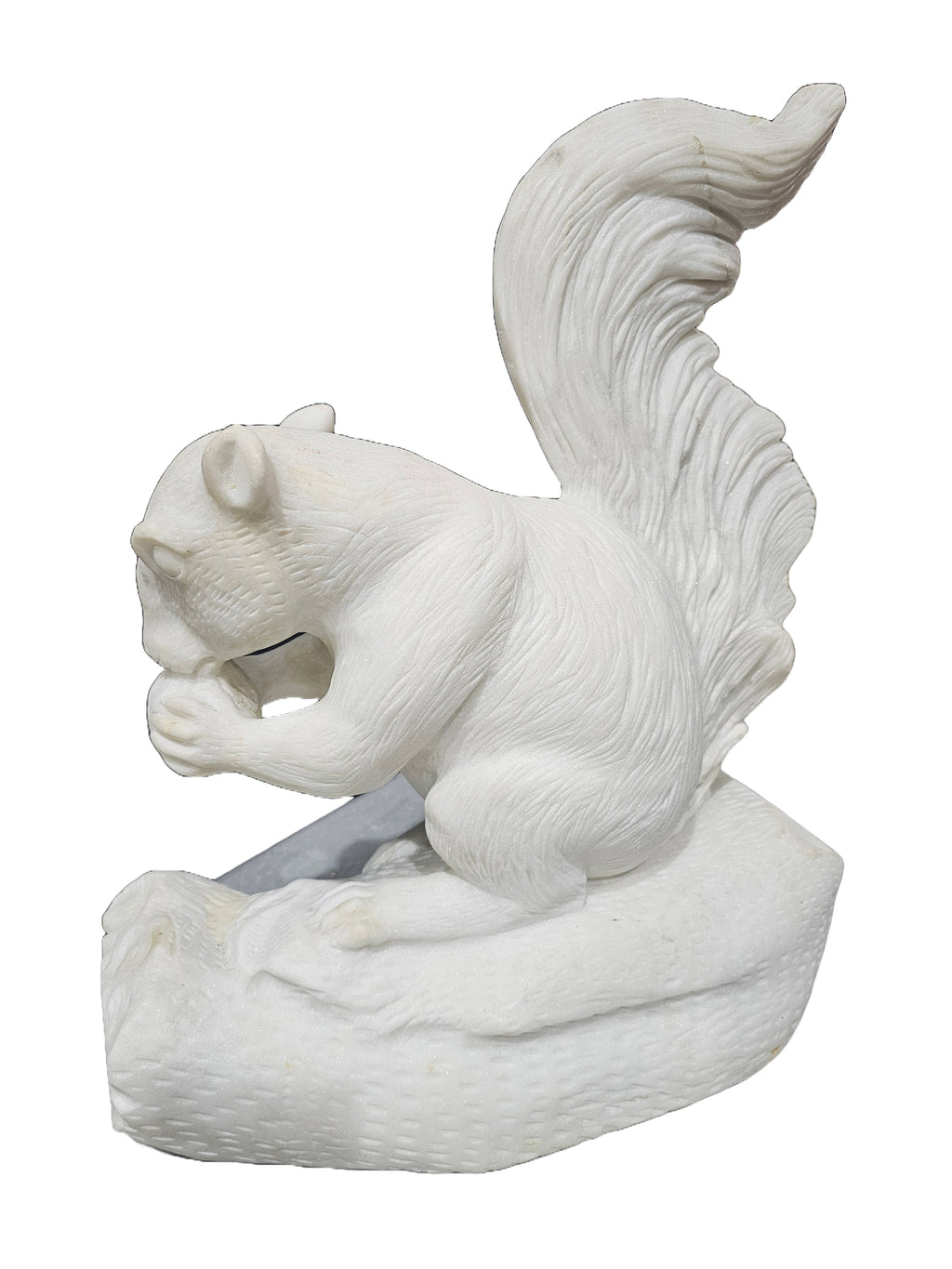 White Marble Stone Carving Sculpture - Squirrel Animal Statue, Office & Home Decoration, Outdoor Garden Display