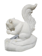 White Marble Stone Carving Sculpture - Squirrel Animal Statue, Office & Home Decoration, Outdoor Garden Display