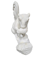 White Marble Stone Carving Sculpture - Squirrel Animal Statue, Office & Home Decoration, Outdoor Garden Display