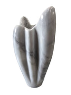 White Marble Stone Carving Sculpture - Beautiful Flower Vase, Office & Home Decoration, Indoor & Outdoor Display