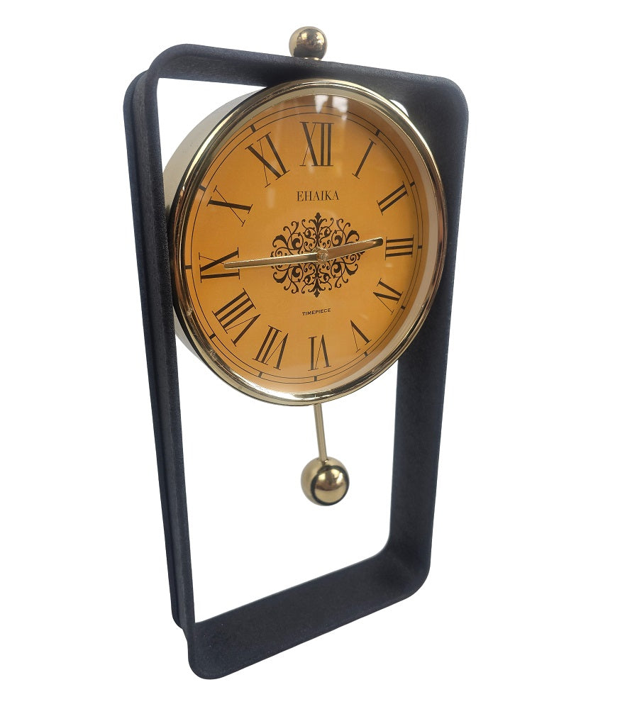 EHAIKA Modern Designed, Vintage Style, Pendulum Wall Or Table Clock With Metal Frame