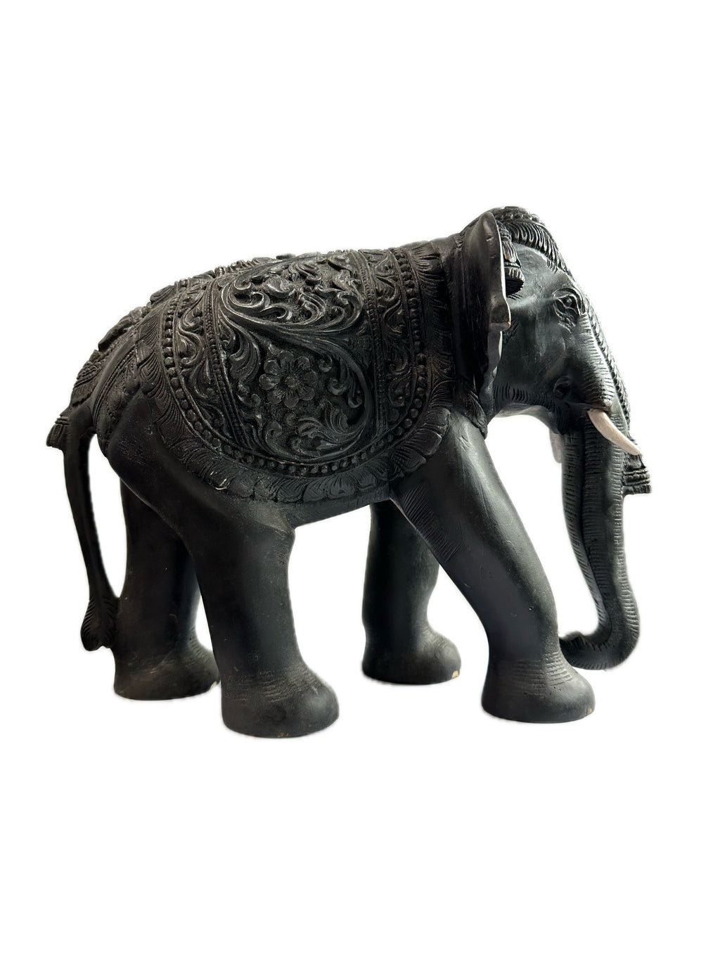 Temple Elephant Statue Wooden Hand Carved Indian Rose Wood Carving Home Decor Gift Sculpture Art