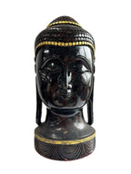 Temple Buddha Head Statue Wooden Hand Carved Indian Wood Carving Home Decor Gift Sculpture Art