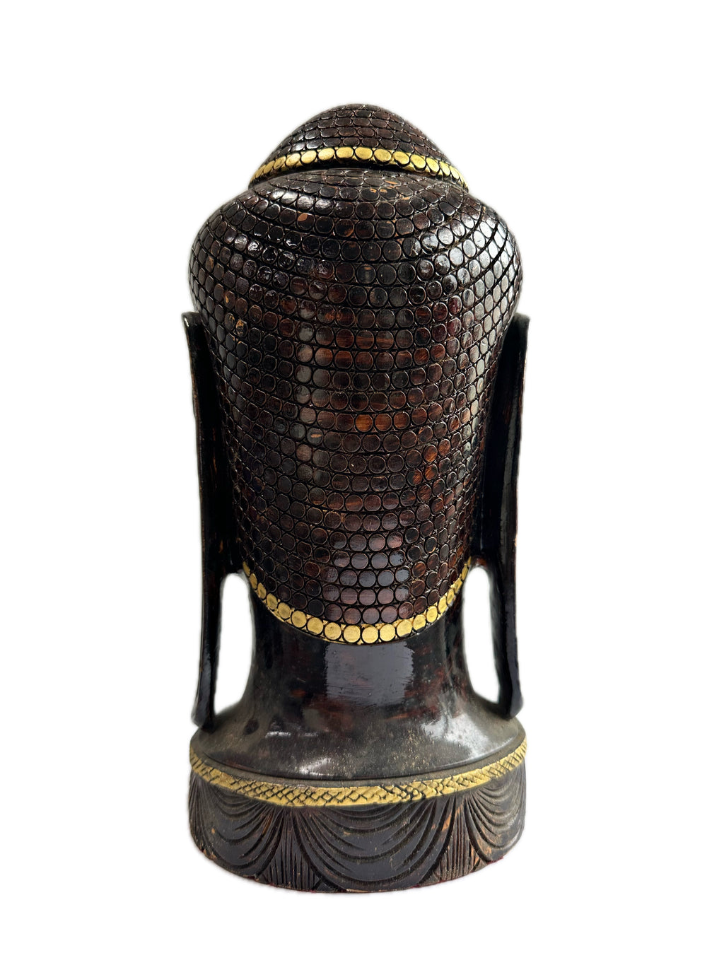 Temple Buddha Head Statue Wooden Hand Carved Indian Wood Carving Home Decor Gift Sculpture Art