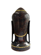 Temple Buddha Head Statue Wooden Hand Carved Indian Wood Carving Office Decor Gift Sculpture Art