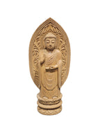 Temple Buddha Standing Statue Wooden Hand Carved Indian Wood Carving Home Decor Gift Sculpture Art