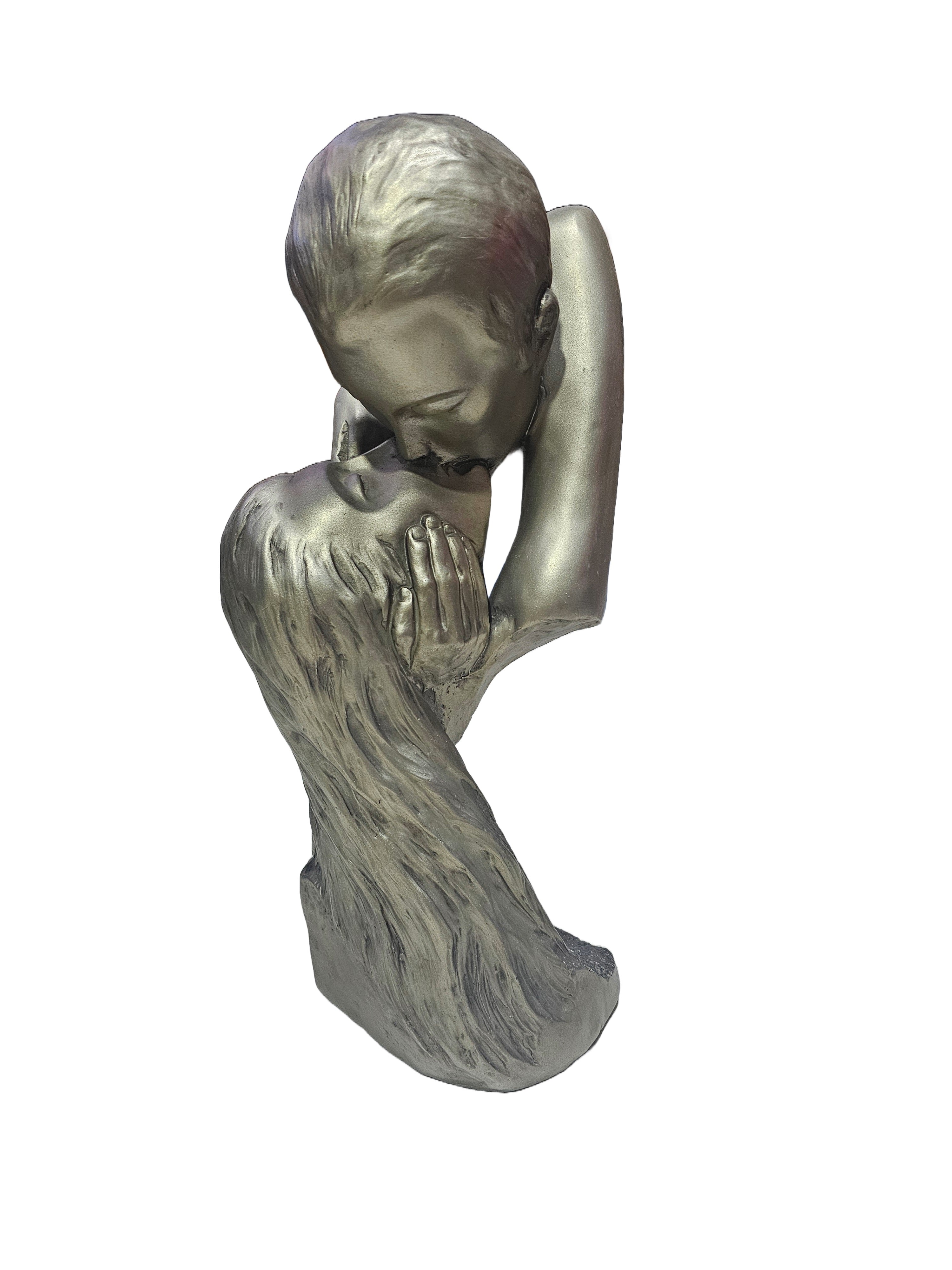 Masterpiece western couple head hand carved wood carving home décor tabletop valentine day gift.