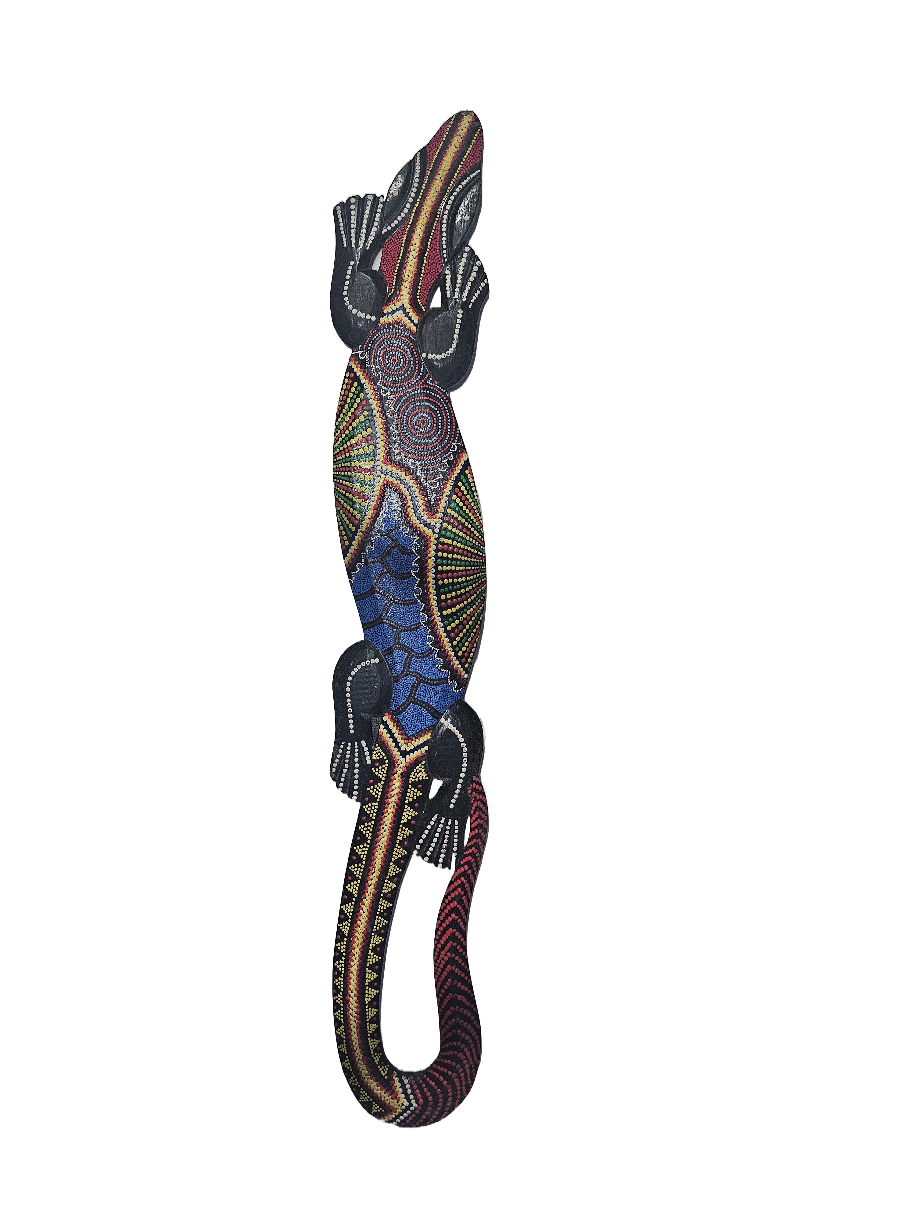 Balinese Wooden Colourful Gecko Hand Carved Wood Carving in Bali Indonesia