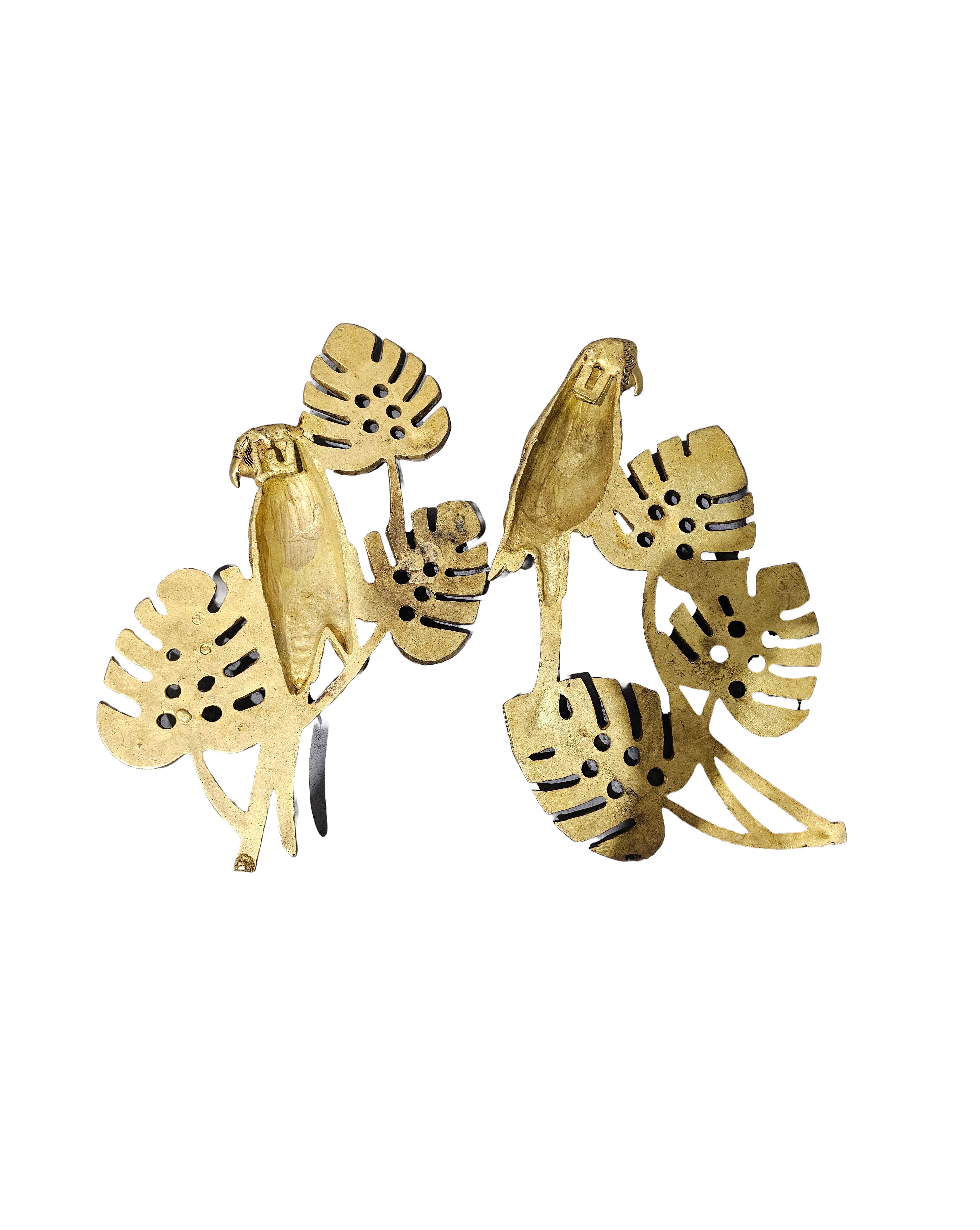 Wall mounting solid brass bronze golden parrot bird paradise home office Singapore display decorative