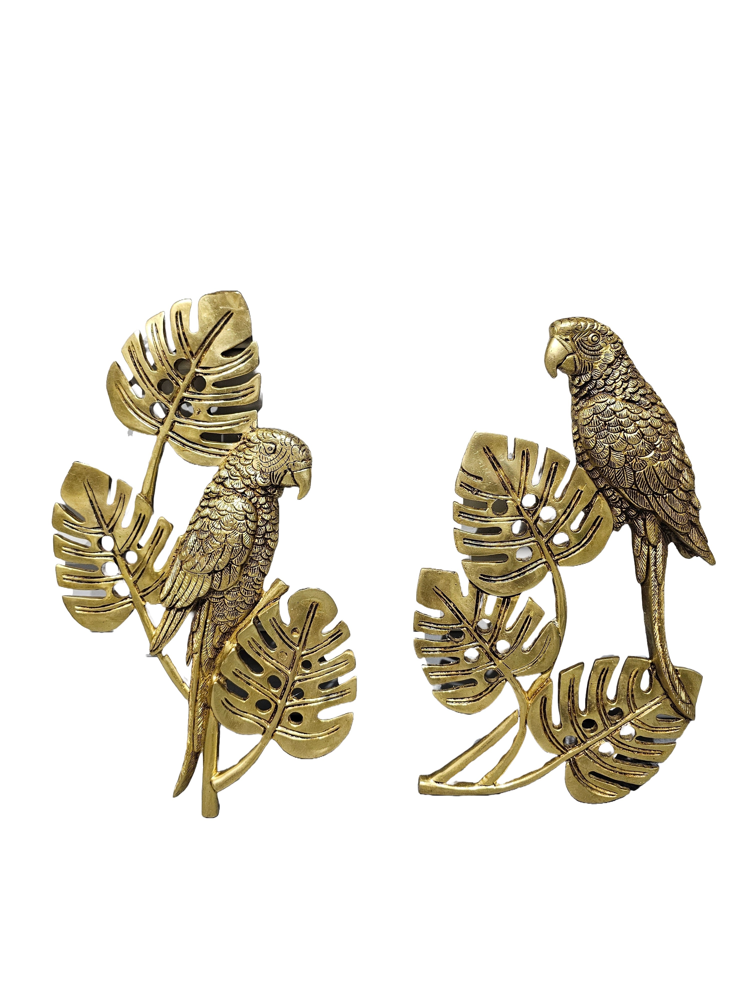 Wall mounting solid brass bronze golden parrot bird paradise home office Singapore display decorative