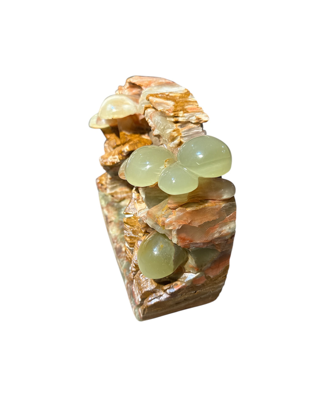 Afghanistan natural green onyx stone jade lookalike sculpture carving garden mushroom design home office decoration housewarming gift