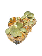 Natural green onyx stone jade lookalike sculpture carving garden mushroom Vase pot design home office decoration housewarming gift