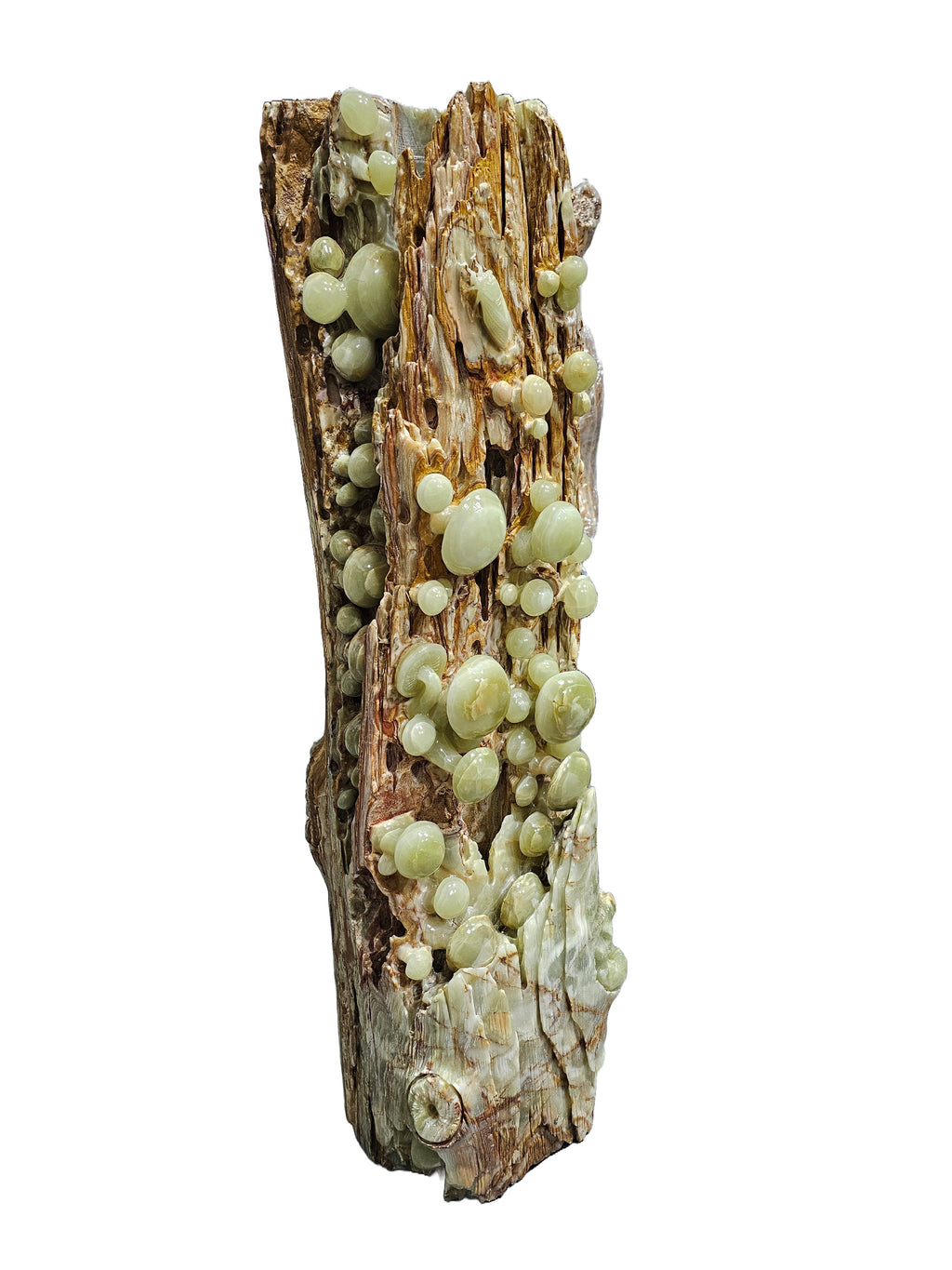 Afghanistan natural green onyx stone jade tree lookalike sculpture carving garden mushroom design home office pedestal decoration