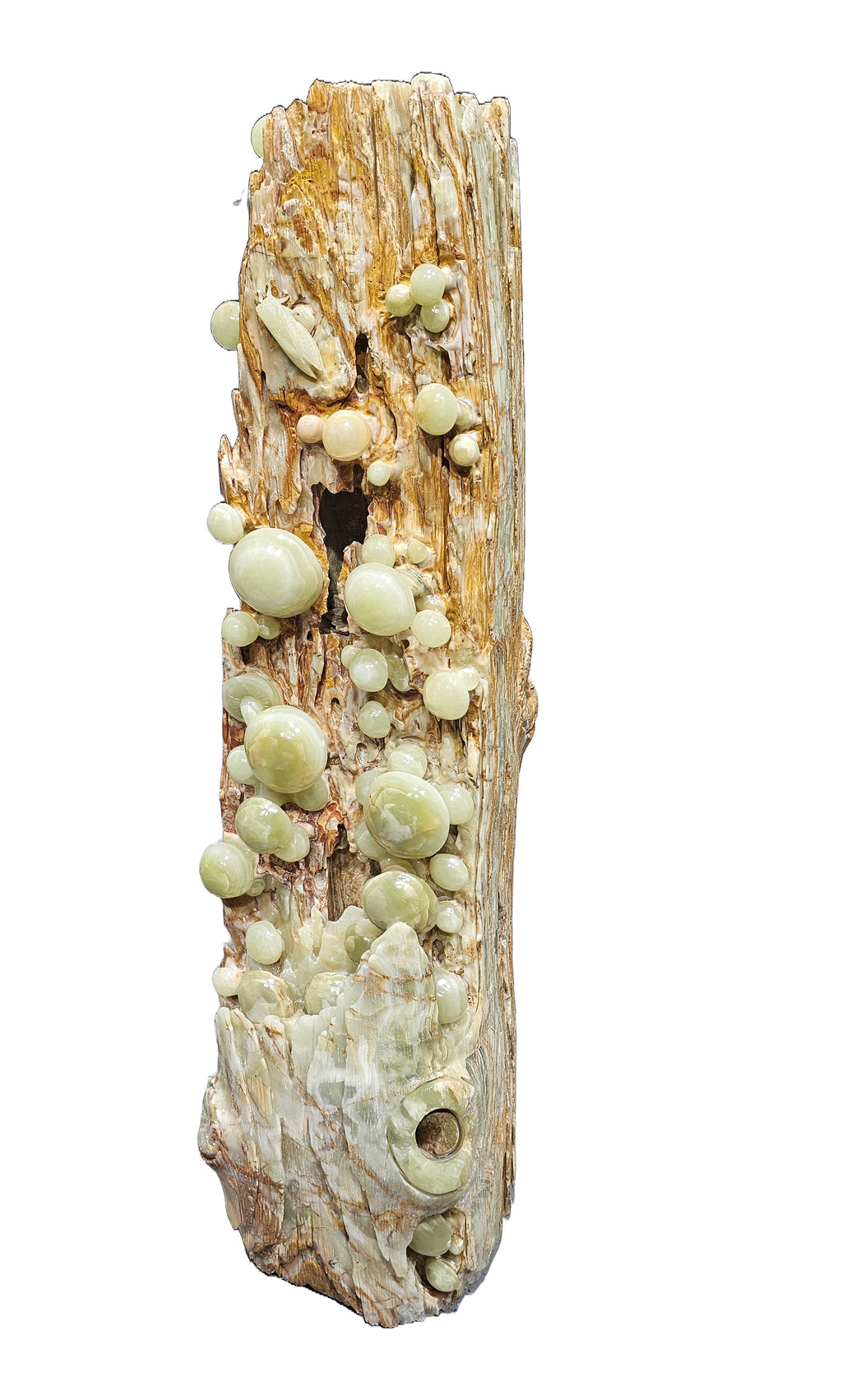 Afghanistan natural green onyx stone jade tree lookalike sculpture carving garden mushroom design home office pedestal decoration