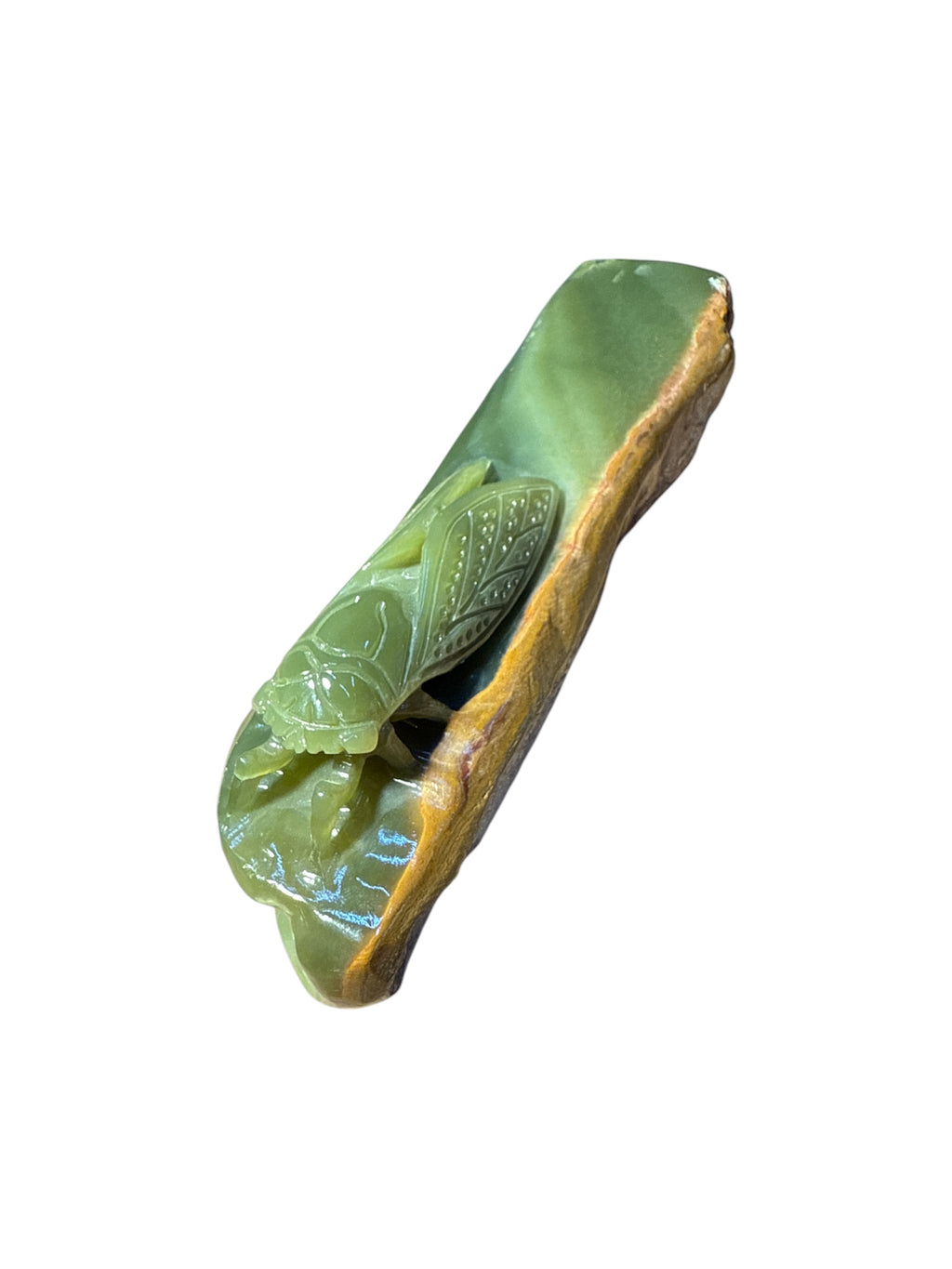 Natural Afghanistan green onyx stone jade lookalike sculpture insects carving design home office decoration housewarming gift