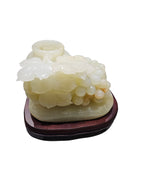 Afghanistan Natural green onyx stone jade lookalike grapes sculpture carving garden vase flower pot home office decoration housewarming gift