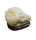 Natural green onyx stone jade lookalike sculpture carving garden flower vase design home office decoration housewarming gift