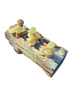 Natural green onyx stone jade lookalike sculpture carving garden mushroom tree home office decoration housewarming gift