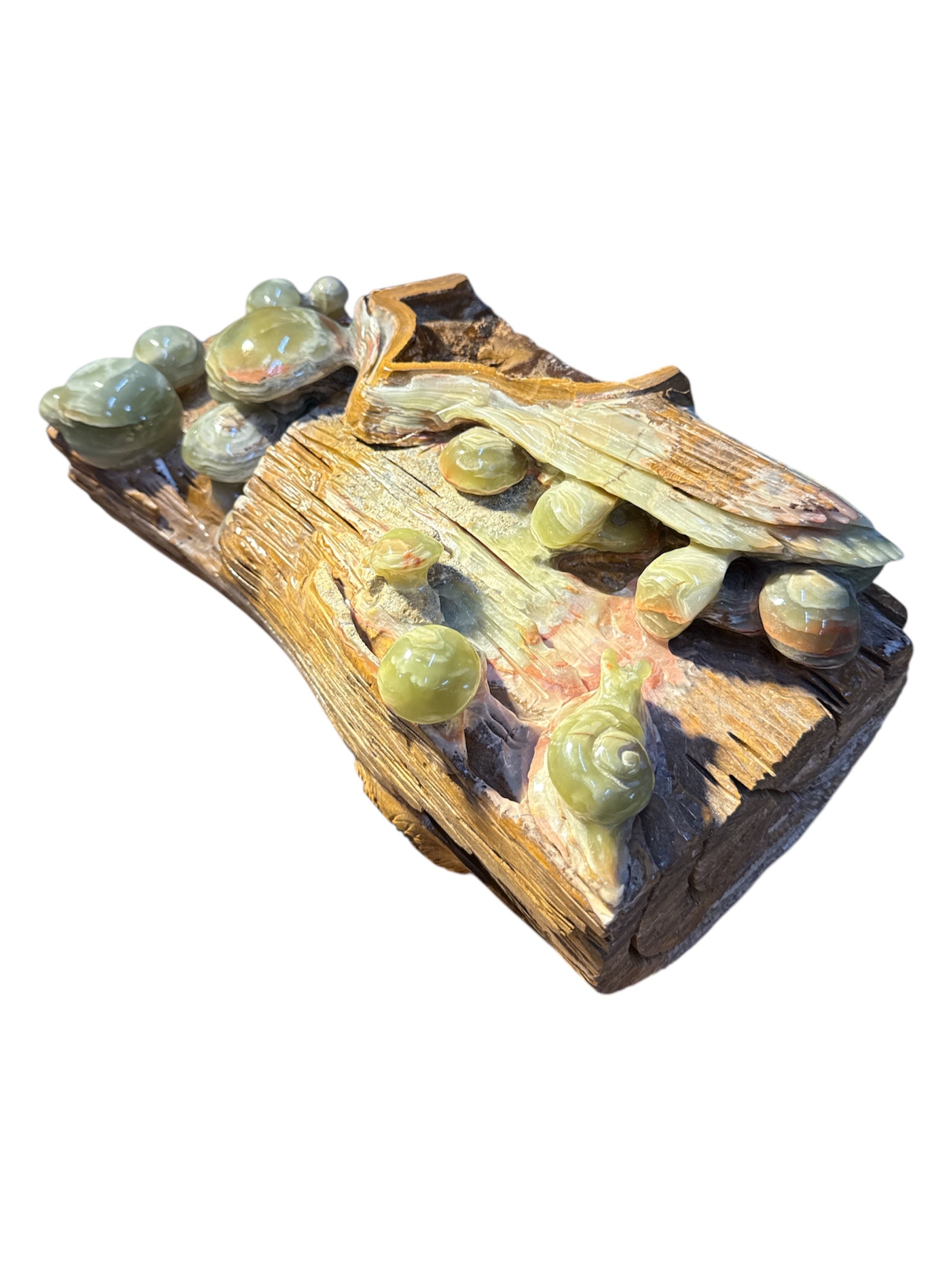 Afghanistan natural green onyx stone jade lookalike carving mushroom tree home office decoration housewarming gift