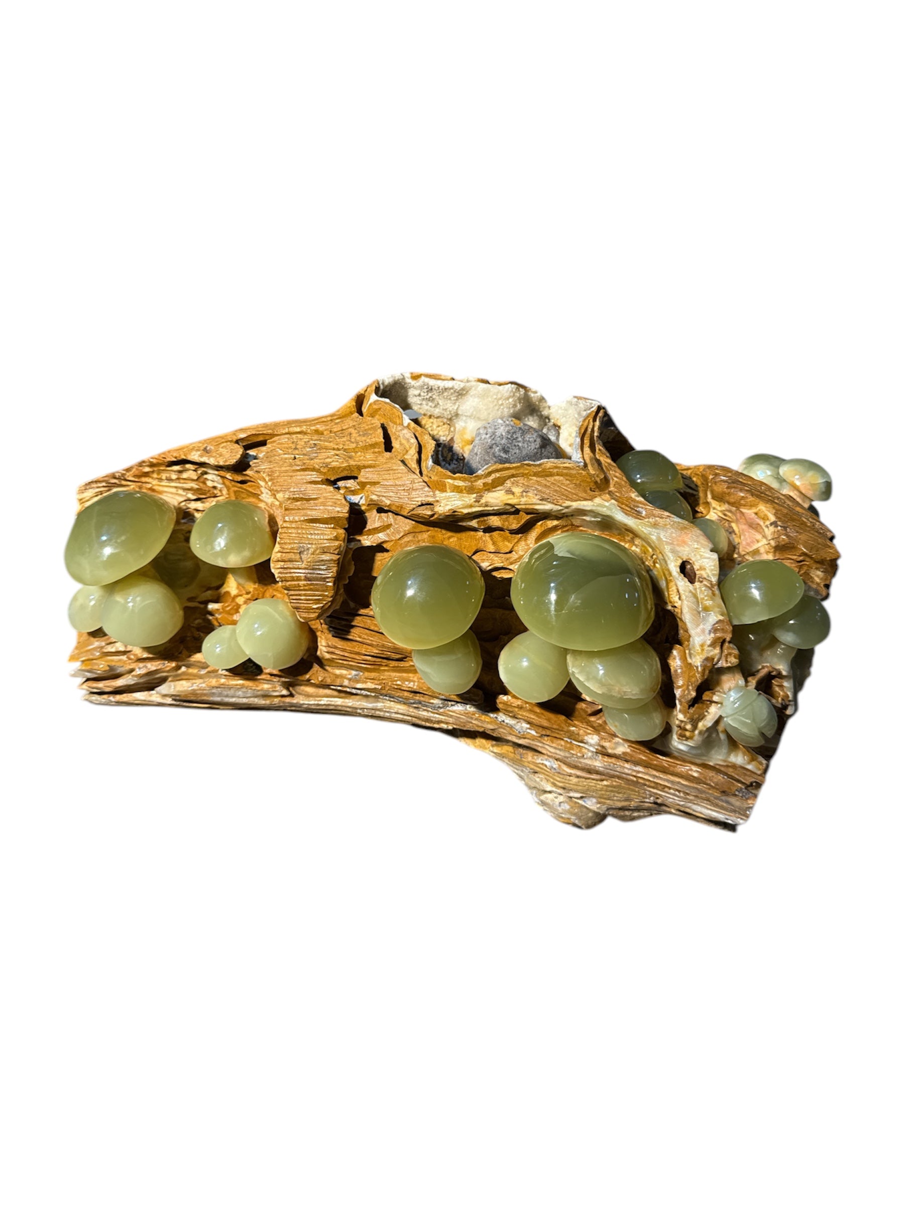 Afghanistan Natural green onyx stone jade lookalike carving garden mushroom plant design home office decoration