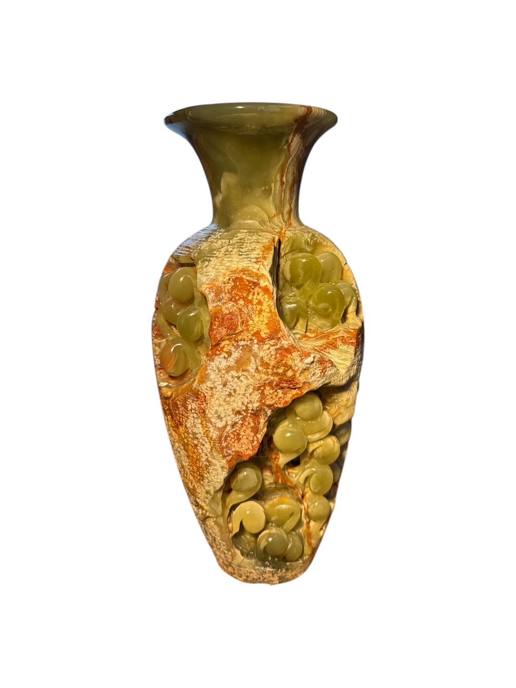 Afghanistan natural green onyx stone jade lookalike sculpture flower vase plant pot carving home office gift decoration