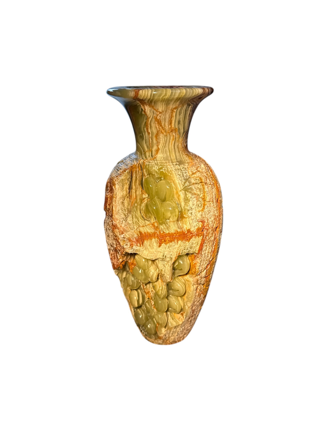 Afghanistan natural green onyx stone jade lookalike sculpture flower vase plant pot carving home office gift decoration