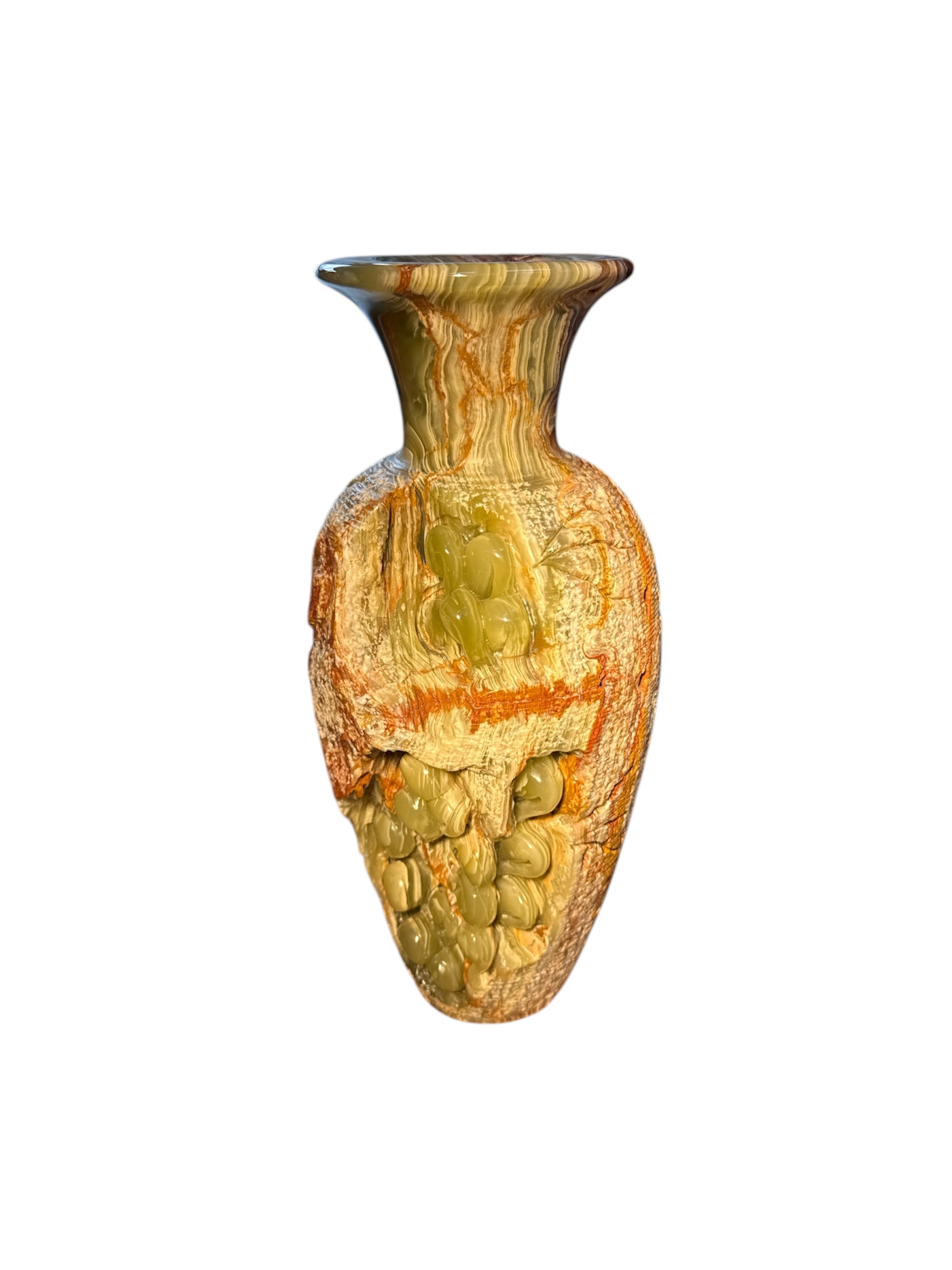 Afghanistan natural green onyx stone jade lookalike sculpture flower vase plant pot carving home office gift decoration