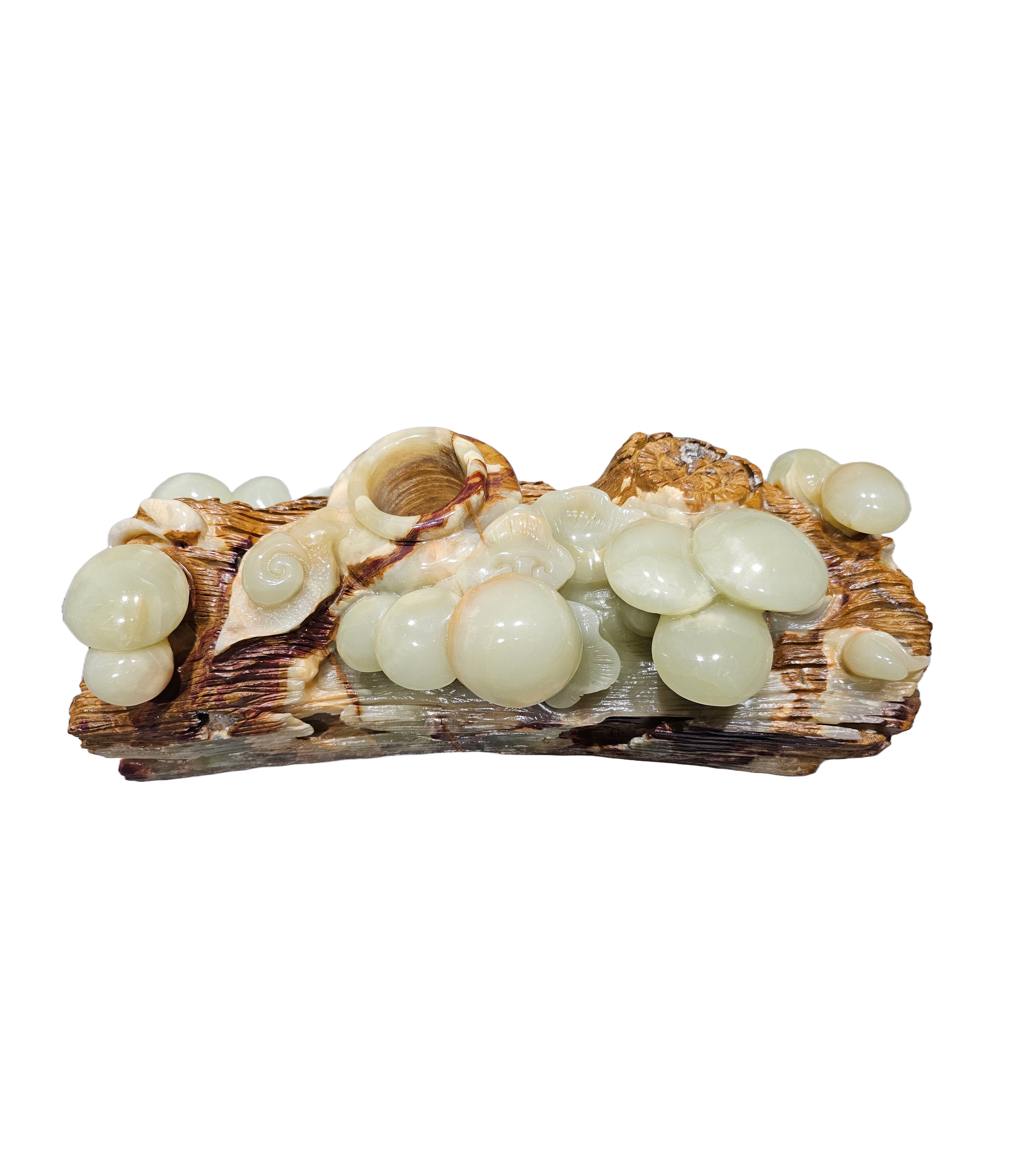 Natural green onyx stone jade lookalike sculpture carving garden mushroom flower plant vase pot home decoration best gift