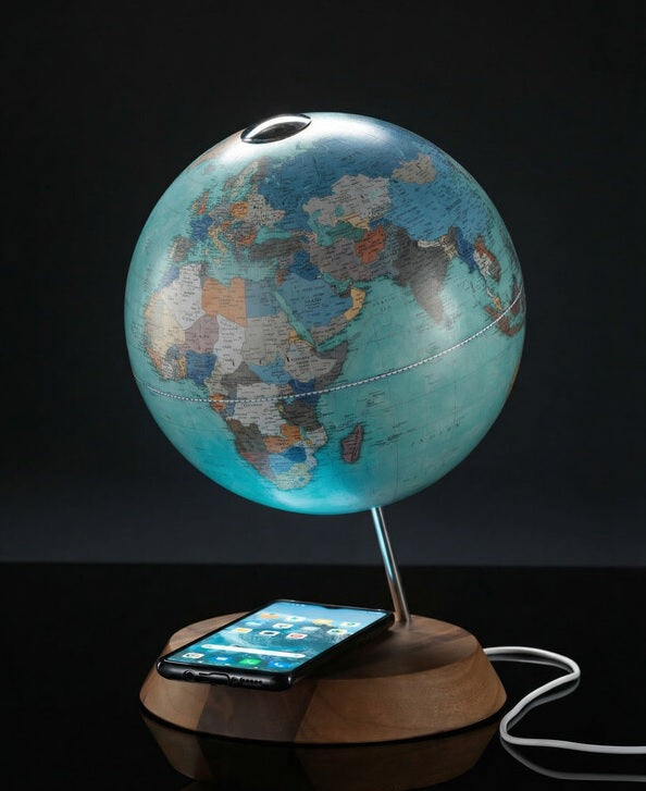 ZOFFOLI Globes BRIDGE AQUAMARINE, Desktop Table Mobile Phone Wireless Charger Desk Globe
