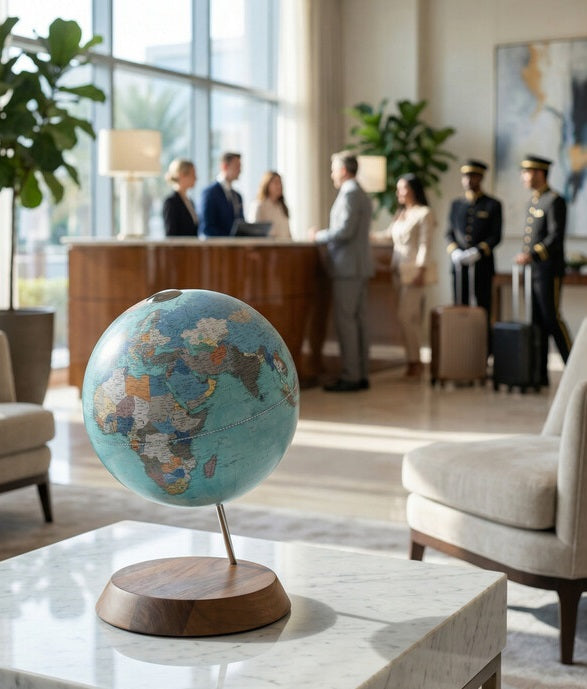 ZOFFOLI Globes BRIDGE AQUAMARINE, Desktop Table Mobile Phone Wireless Charger Desk Globe