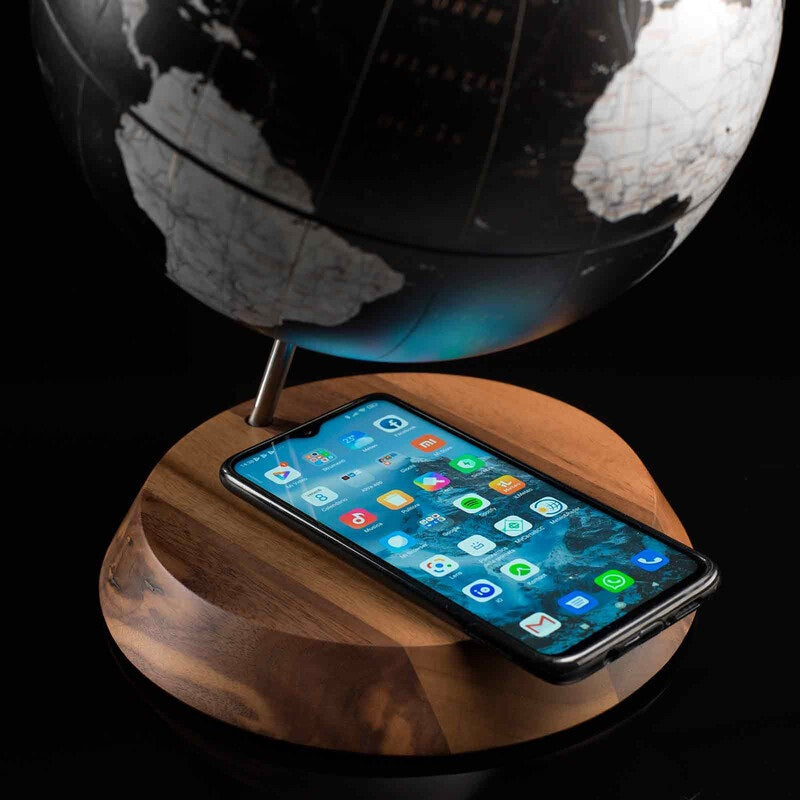 ZOFFOLI Globes BRIDGE BLACK, Desktop Table Mobile Phone Wireless Charger Desk Globe