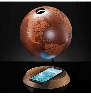 ZOFFOLI Globes BRIDGE TECHNO LEATHER, Desktop Table Mobile Phone Wireless Charger Desk Globe