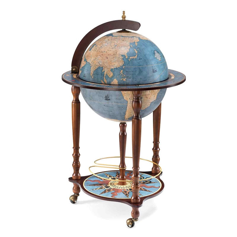 ZOFFOLI Globes DA VINCI BLUE DUST, Floor-Standing Globe Bar, Inspired By Leonardo Da Vinci