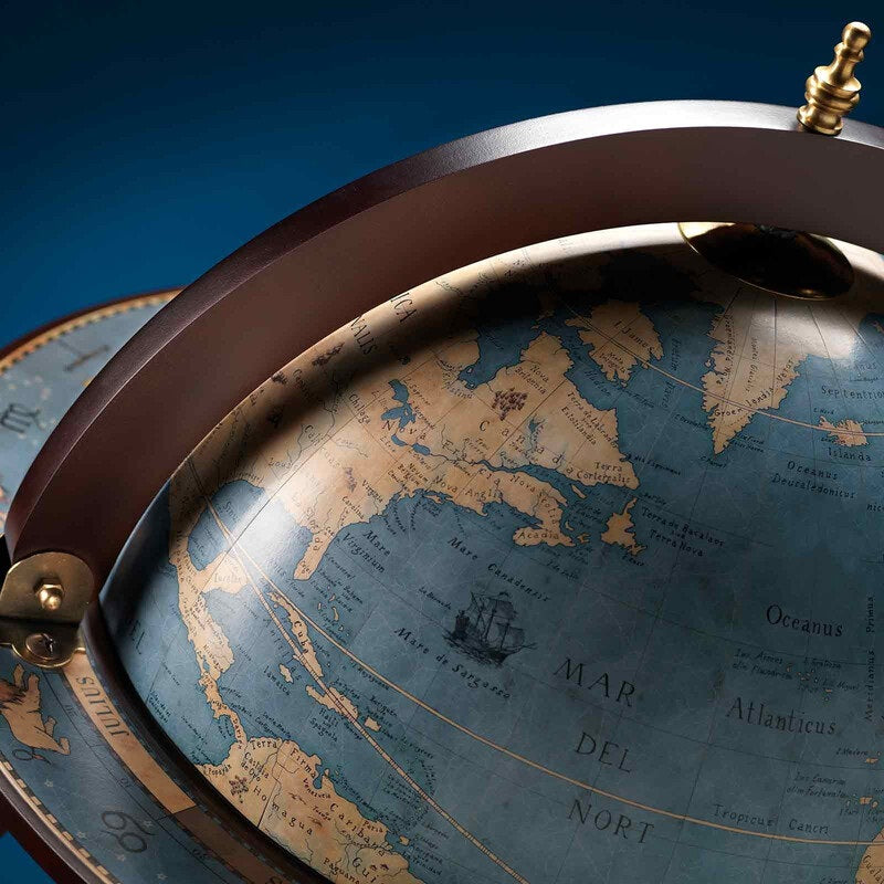 ZOFFOLI Globes DA VINCI BLUE DUST, Floor-Standing Globe Bar, Inspired By Leonardo Da Vinci