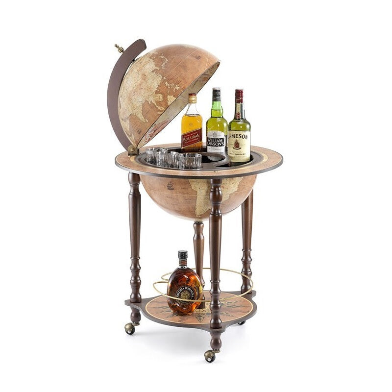 ZOFFOLI Premium Globes DA VINCI RUST, Floor-Standing Globe Bar, Inspired By Leonardo Da Vinci