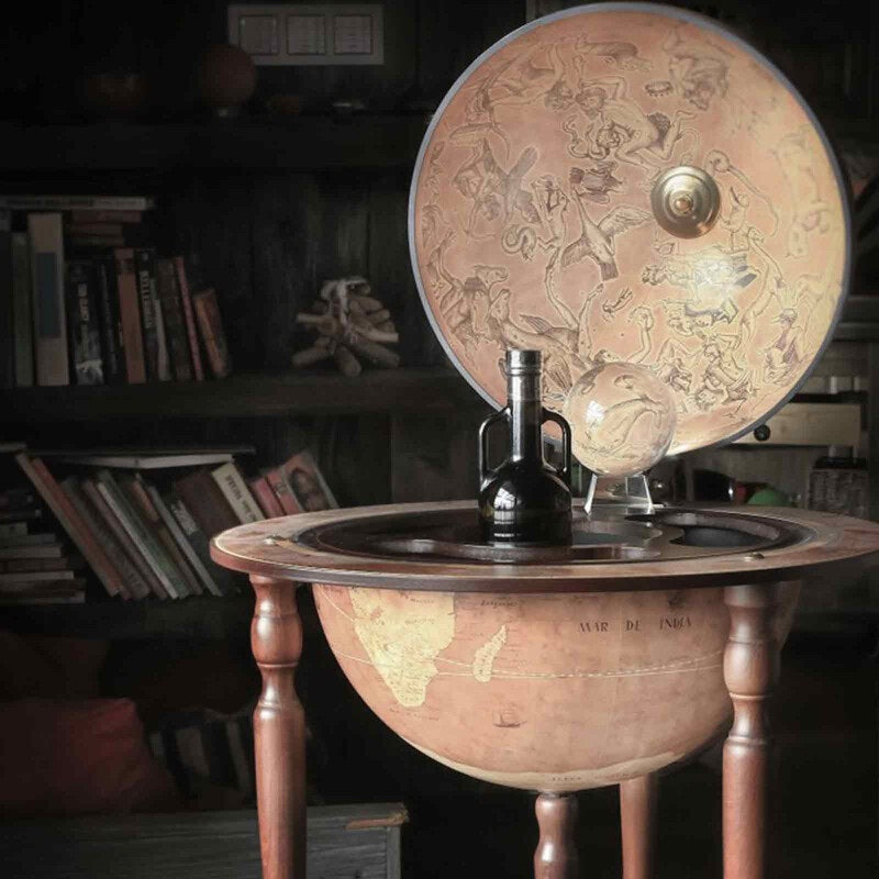 ZOFFOLI Premium Globes DA VINCI RUST, Floor-Standing Globe Bar, Inspired By Leonardo Da Vinci