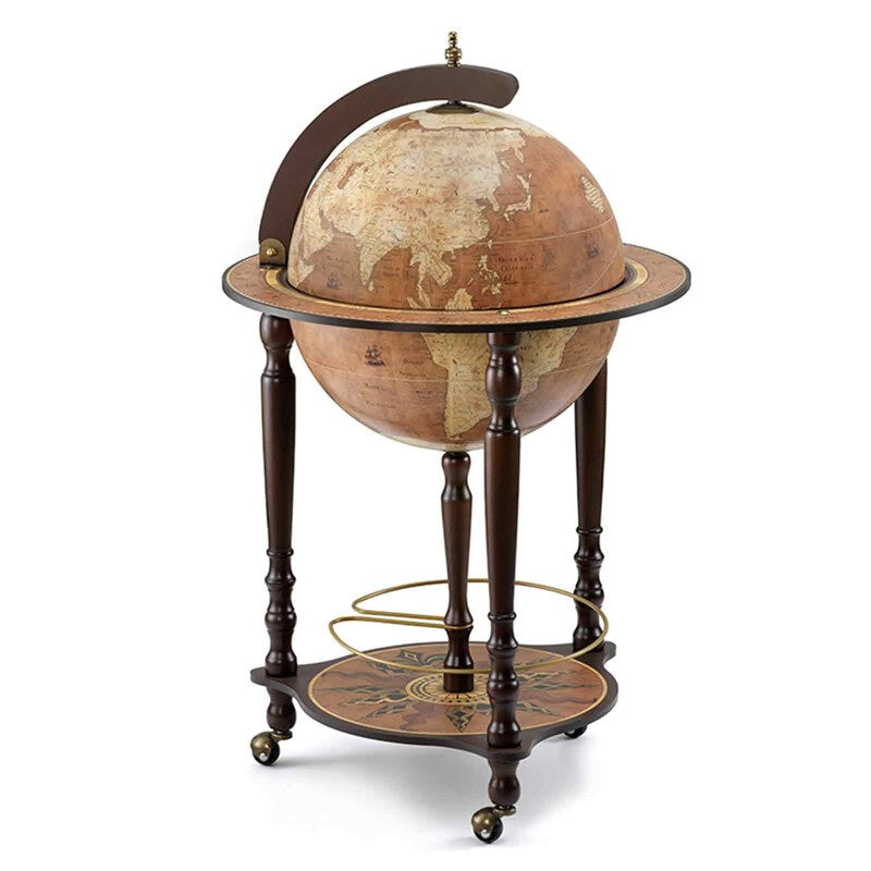 ZOFFOLI Premium Globes DA VINCI RUST, Floor-Standing Globe Bar, Inspired By Leonardo Da Vinci