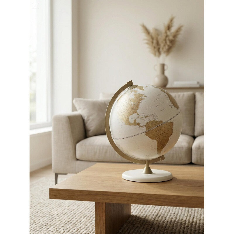 ZOFFOLI Globes JAMES COOK WHITE/GOLD, Desktop Modern Decorative Globe, Minimalist Designed