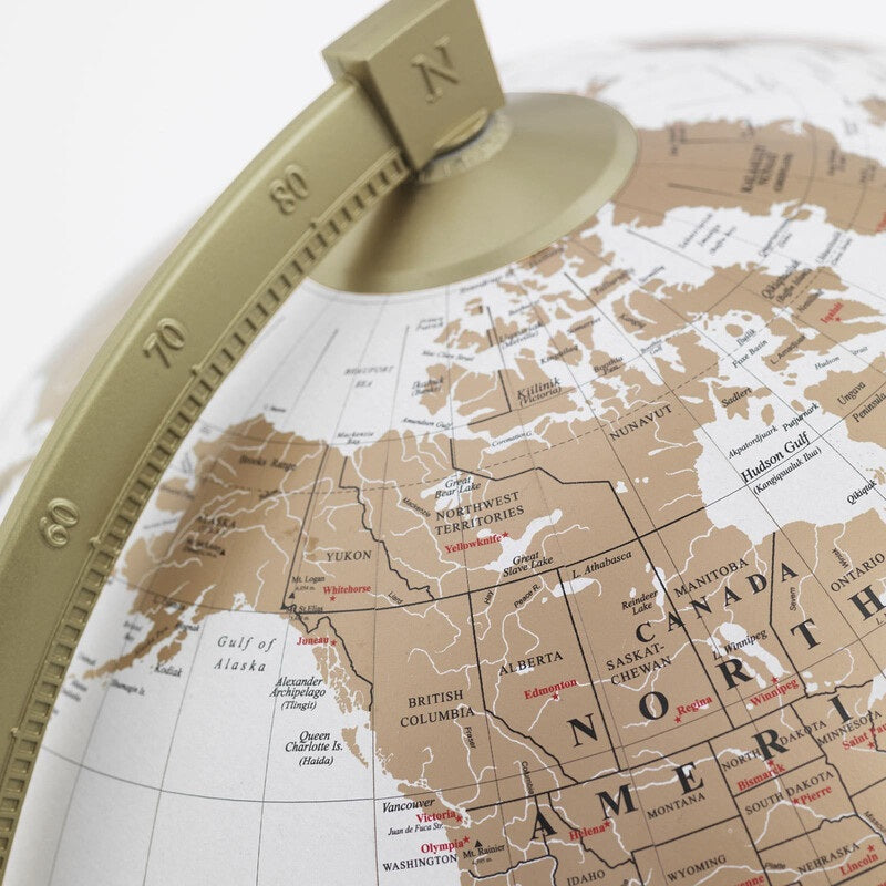 ZOFFOLI Globes JAMES COOK WHITE/GOLD, Desktop Modern Decorative Globe, Minimalist Designed