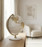 ZOFFOLI Globes JAMES COOK WHITE/GOLD, Desktop Modern Decorative Globe, Minimalist Designed