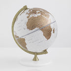 ZOFFOLI Globes JAMES COOK WHITE/GOLD, Desktop Modern Decorative Globe, Minimalist Designed