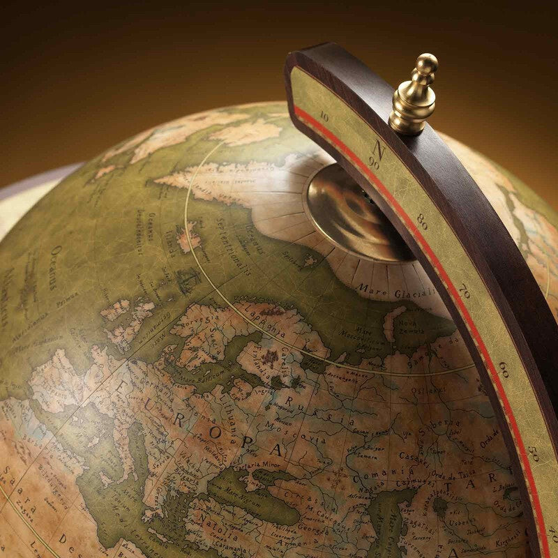 ZOFFOLI Globes EXPLORA OLIVE GREEN, Floor-Standing Globe Bar, Elegant Globe With Drinks Cabinet